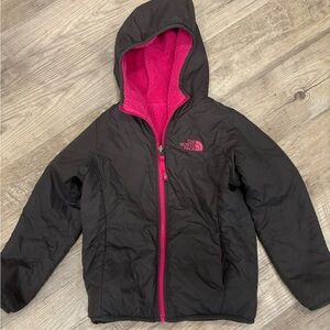 The North Face Dark Gray Jacket with Pink Lining Reversible